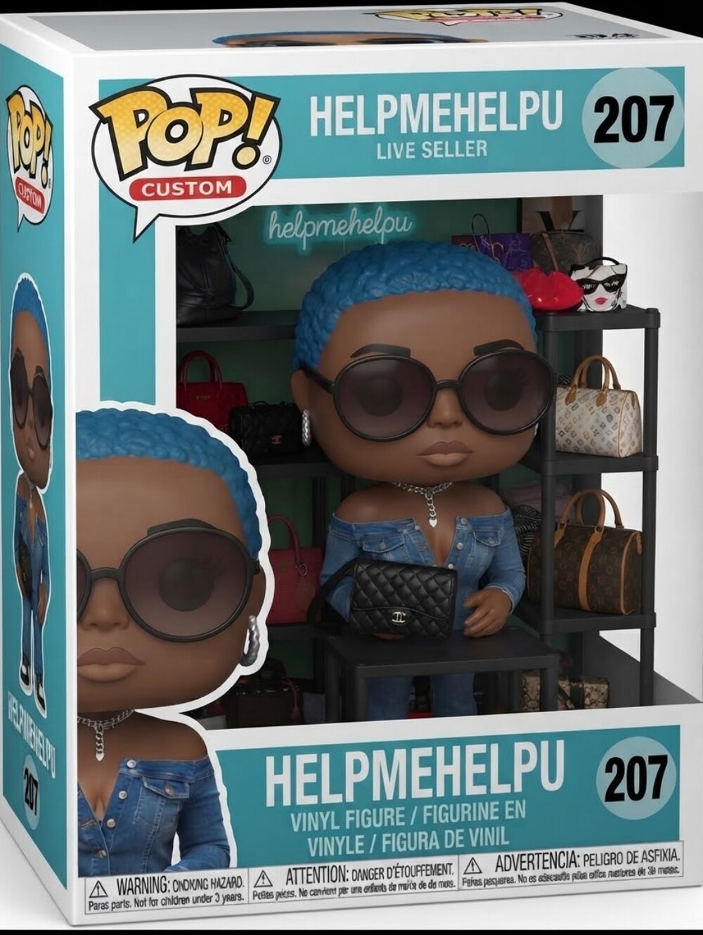 Custom HelpMeHelpU #207 Blue Hair Collectible Pop Figure